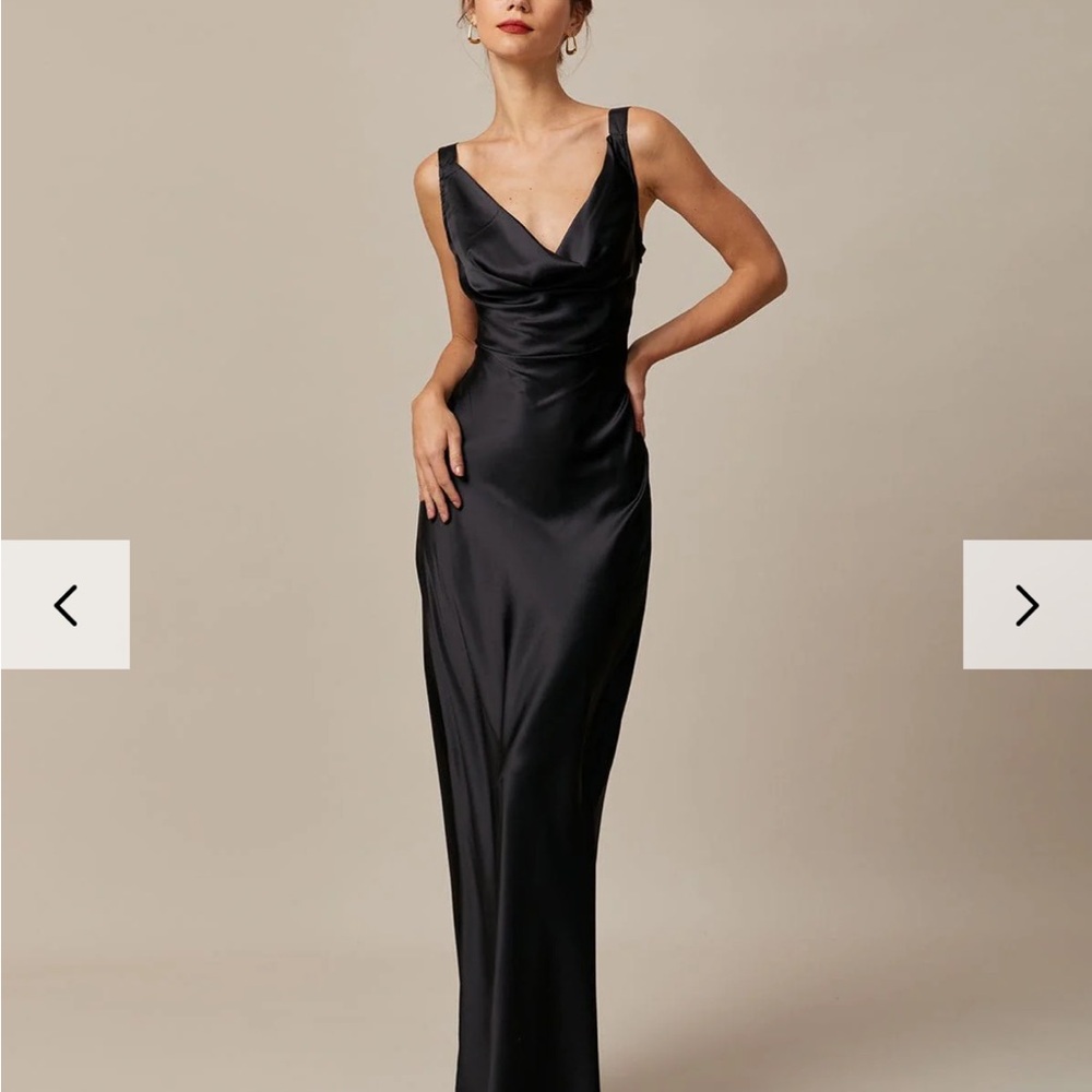 Black satin maxi dress NWT